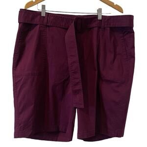 Lane Bryant Bermuda Purple Belted Shorts Pockets NWT size 20